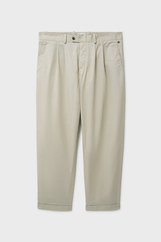 Men's Beige Stone Organic Cotton Pleated  Trouser