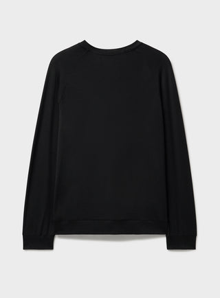 ZQ Merino Super 120s Wool Jersey Black Crew neck by Italy's first textile B-corp Reda.  Anti-crease, super comfortable and fits to bodily movements.