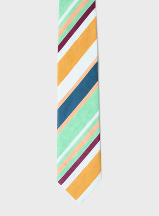 Men's Green and Orange silk tie 