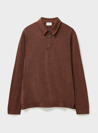 ZQ Merino Wool Jersey Hazel Long Sleeve Polo Shirt. 3 Button Down Pop-Over