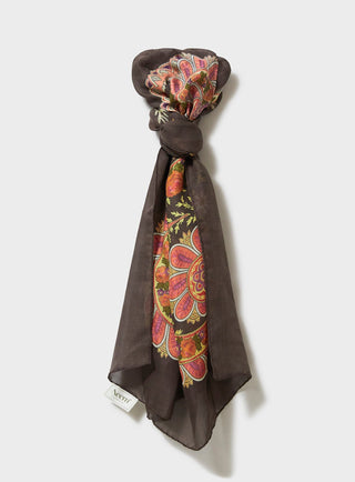 Tencel Flamboyant Orange Paisley Scarf Socks & Scarfs Neem London 