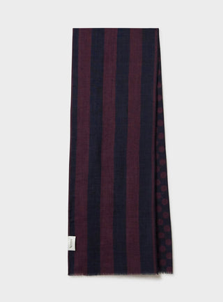 Recycled Double Faced Burgundy and Navy Spot Scarf Socks & Scarfs Neem London 
