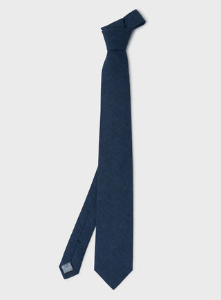 Men's Cotton Linen Navy Blue Tie