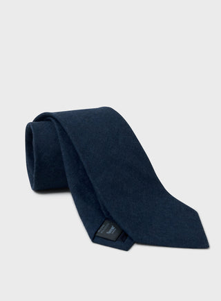 Men's Cotton Linen Navy Blue Tie