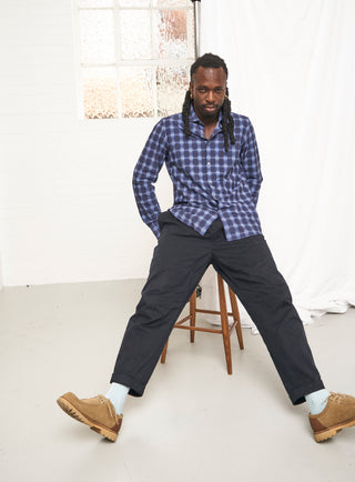 Men's sustainable blue check T-shirt UK