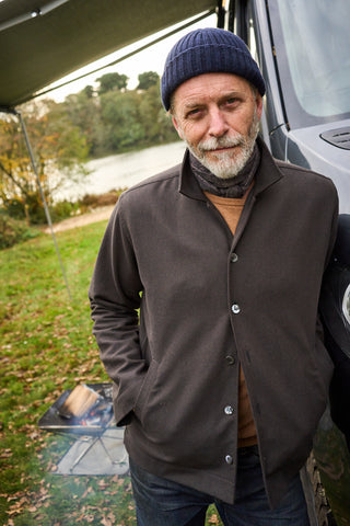Super fine Cashmere Navy Ribbed Beanie Hat. Knitted from biodegradable fibres.