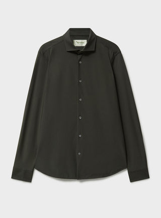 Recycled Italian Chocolate Cut Away Comfort Shirt, Button through