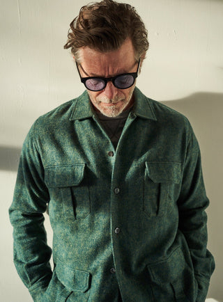 Heavy Recycled Soft Flannel Green Men's Over-shirt