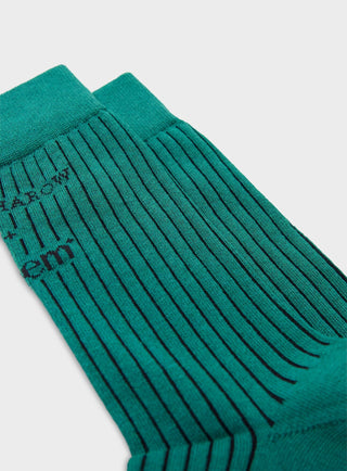 Recycled British Ribbed Cotton Upbeat Green Men's Socks