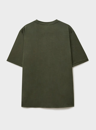 Men's merino wool olive green T-shirt UK