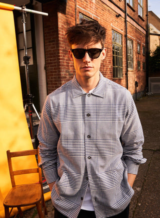 100% Recycled Poplin Navy Prince of Wales St James Over-Shirts Neem London 