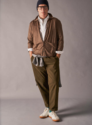 Men's tan brown striped ZQ merino wool jacket