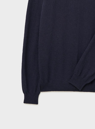 Recycled Italian Wool Knit Navy Crew Neck