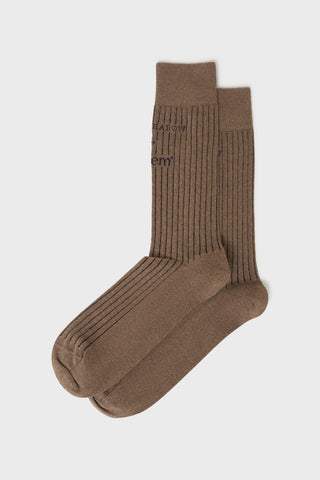 Sustainable Cotton Ribbed Brown Socks 