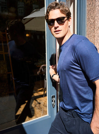sustainable menswear navy ZQ merino traceable wool best quality t shirts