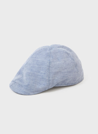Men's sky blue linen flat cap