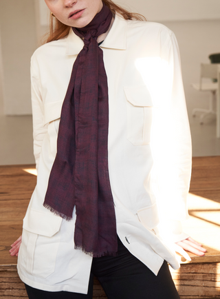 Burgundy tencel plain scarf by neem london