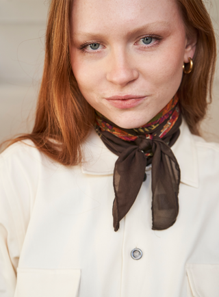 Tencel flamboyany paisley scarf in Orange and brown