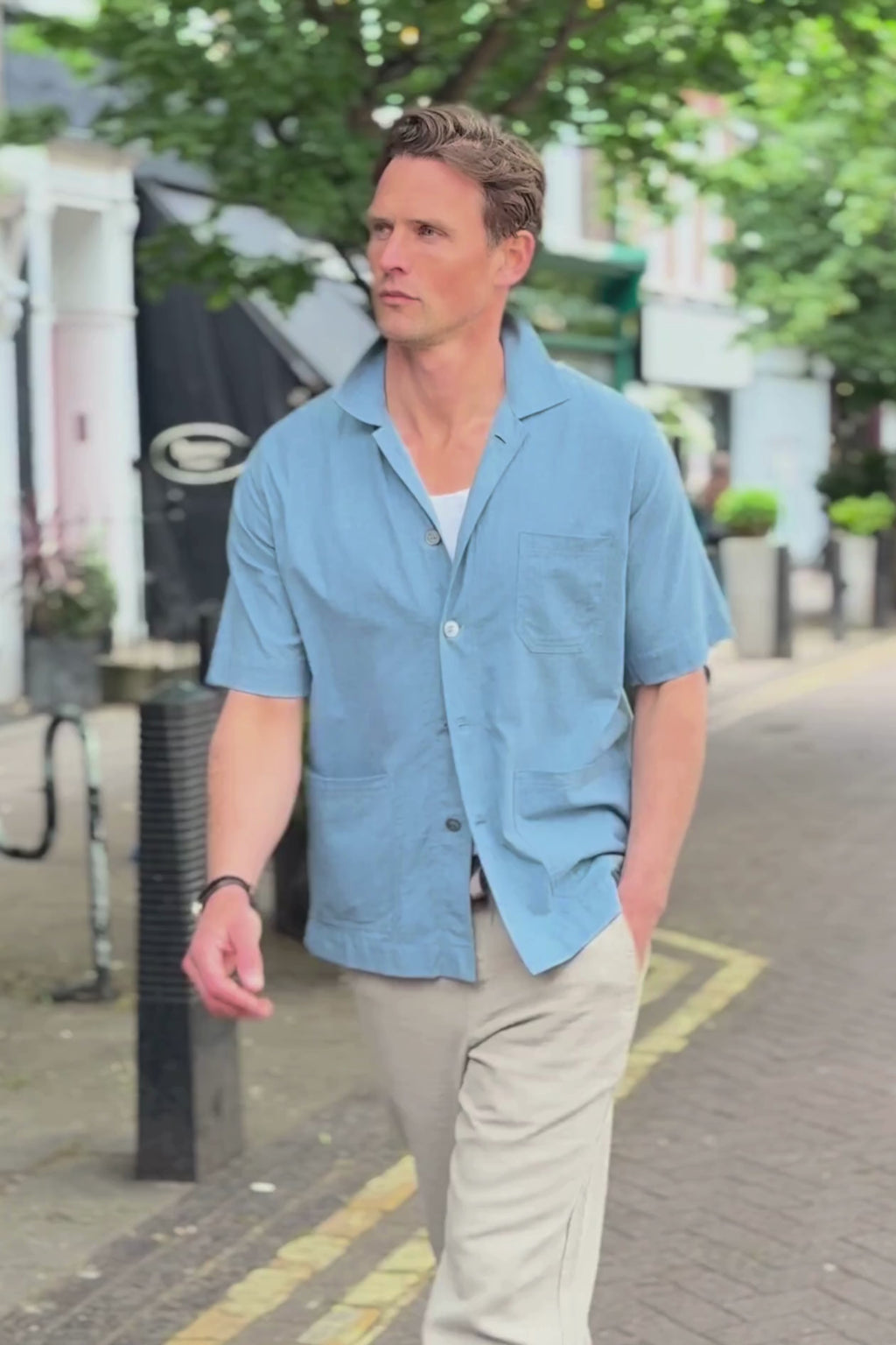 Men's Sky Blue recycled cotton overshirt 