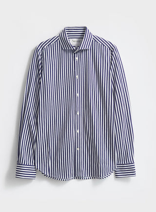 sustainable menswear modern city stripe cut-away overshirt men 
