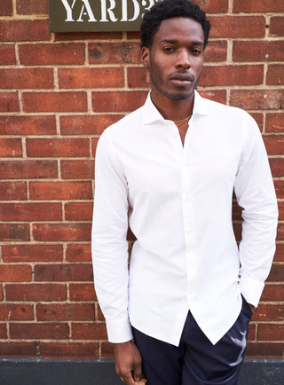 sustainble menswear white tshirt overshirt men long sleeve