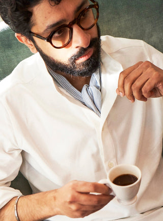 sustainable menswear mens popover shirt nehru shirt 